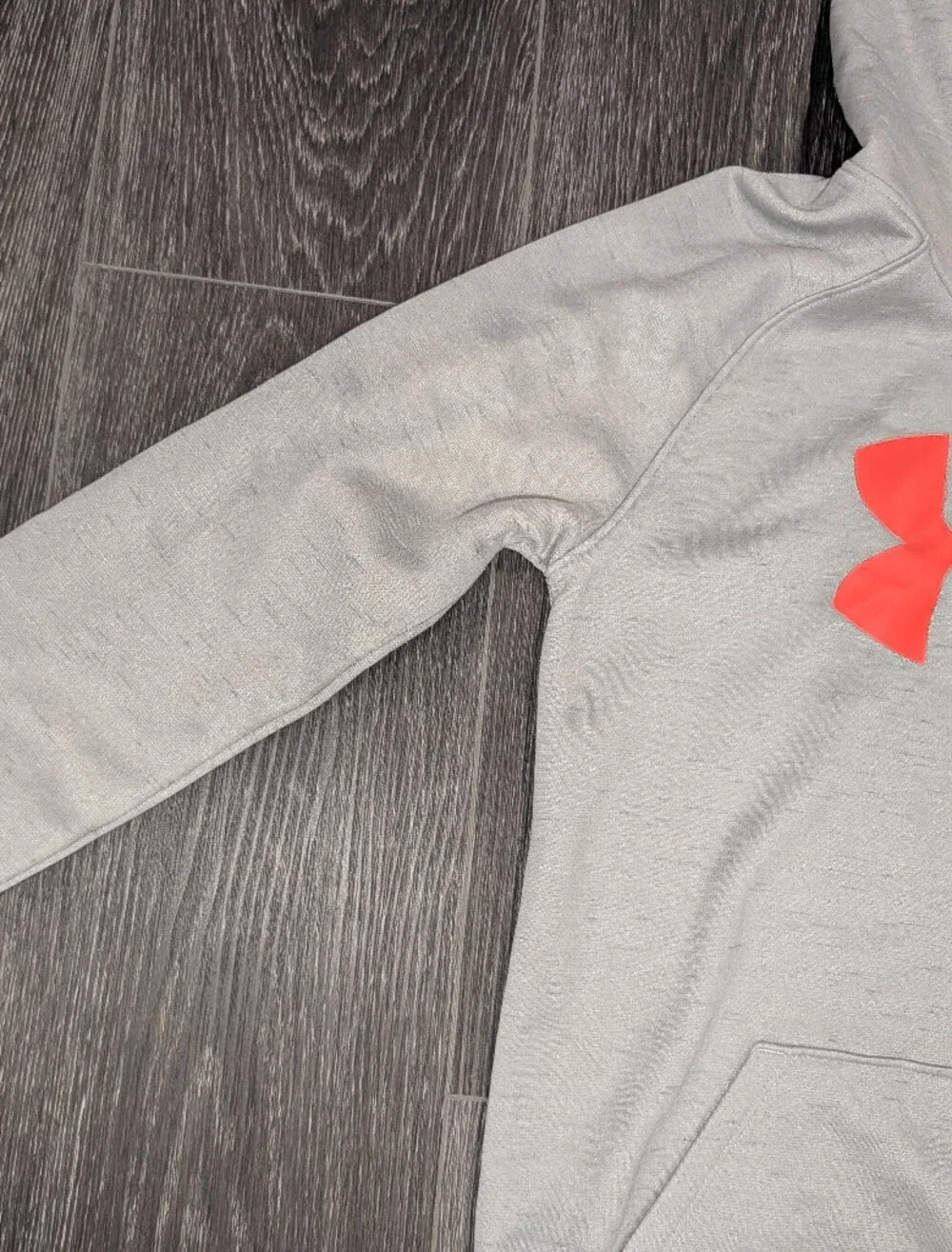 Under Armour Kids' Gray Hoodie with Neon Coral Logo